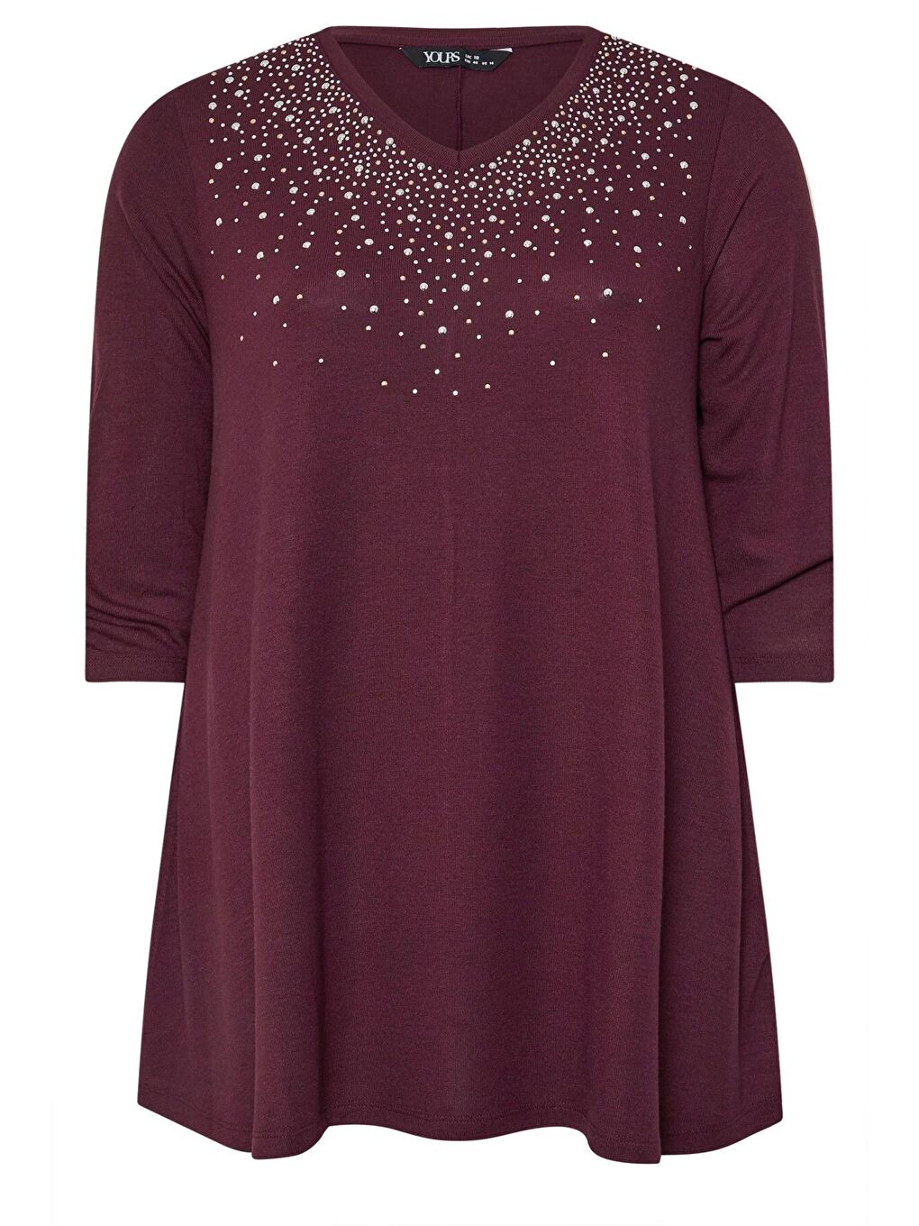 Mor Büyük Beden V Yakası Taş İşlemeli Kolları Büzgülü Bluz 322227-5