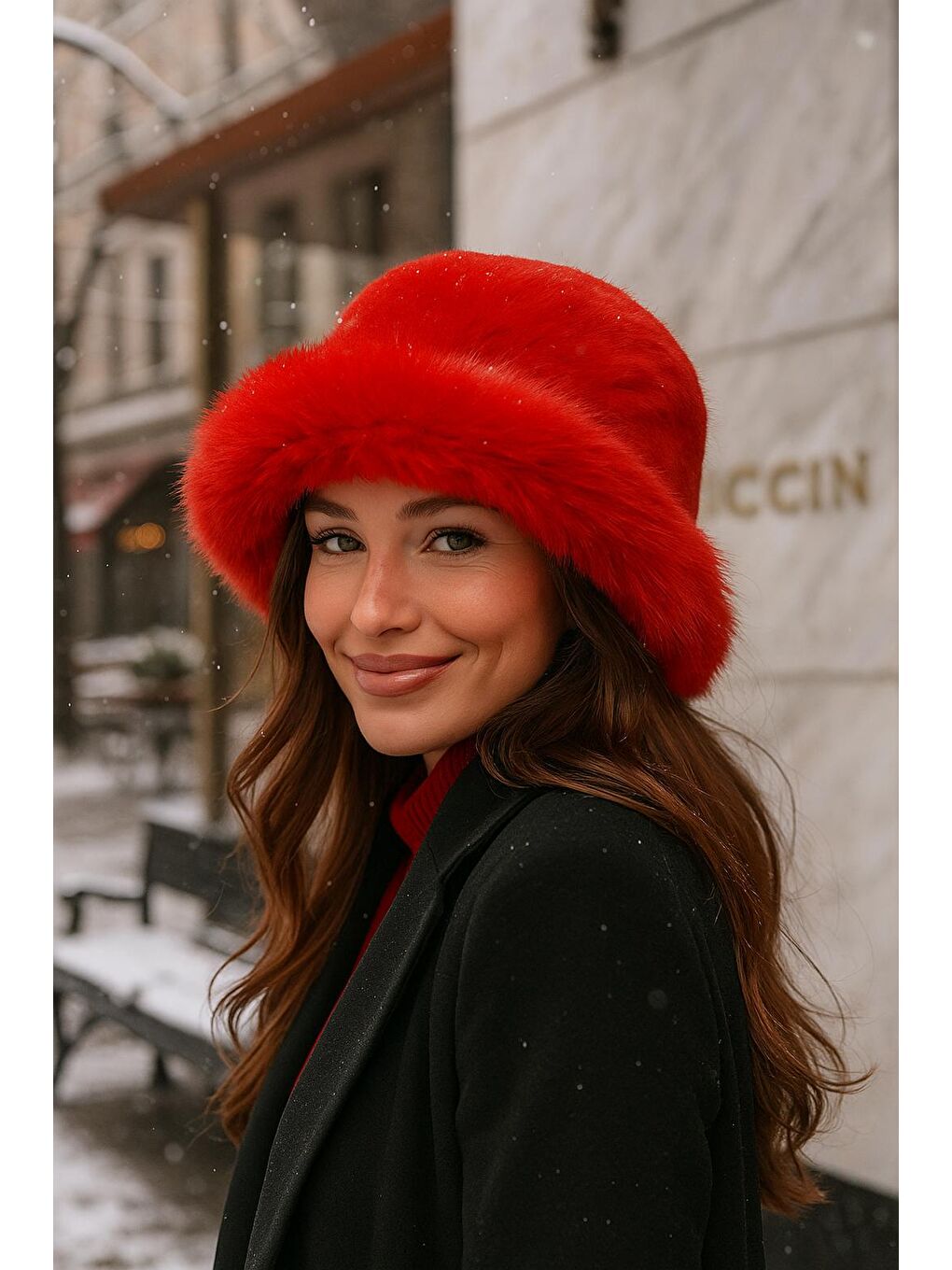 Kırmızı Kalın Pelüş Kalpak Şapka Bere Sıcak Tutan Dış Mekan Soğuktan Koruma Spk1143-1