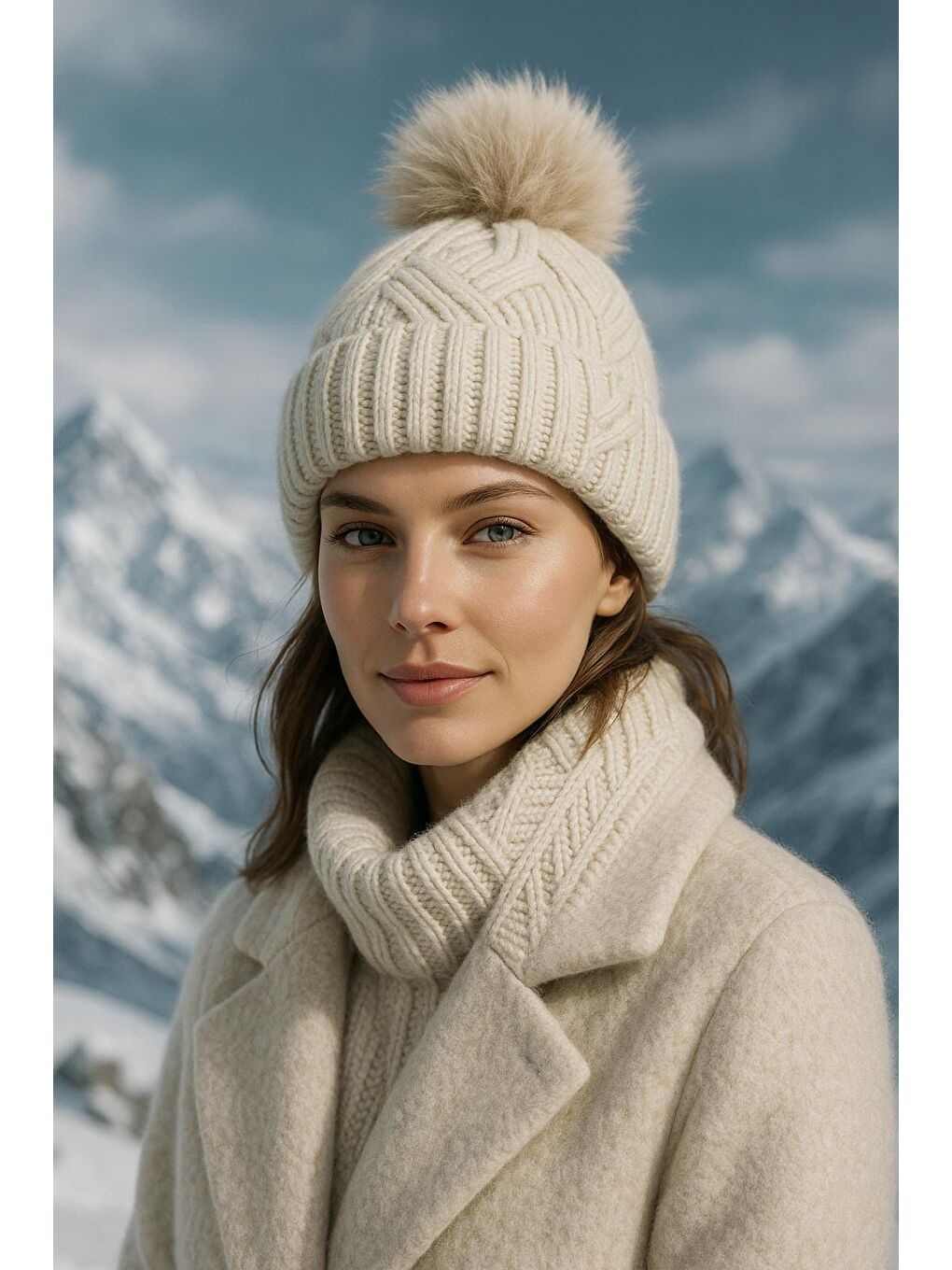 Bej Içi Yünlü Ithal Triko Örgü Bere Bere1140-1