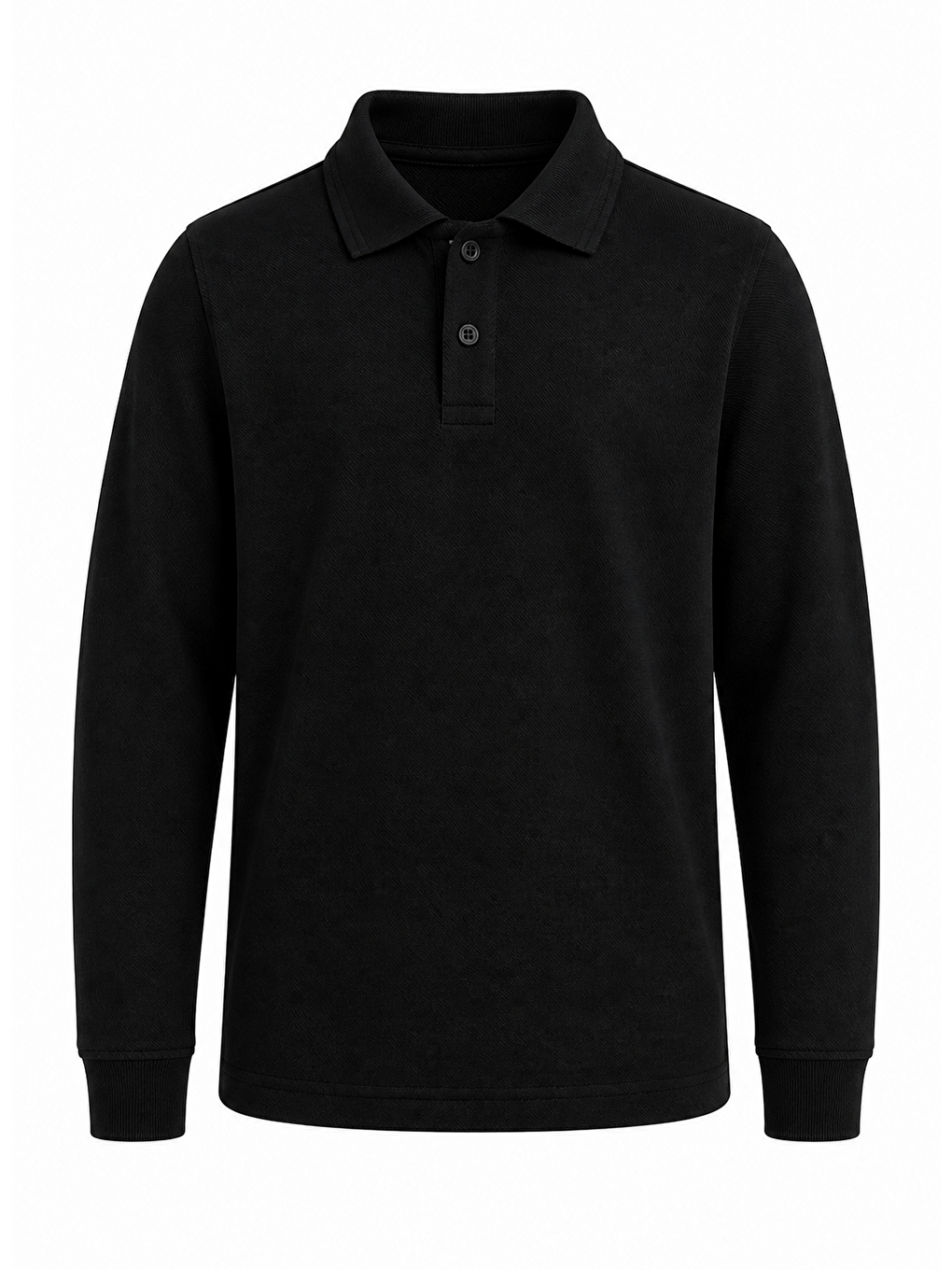 Siyah Kids Polo Yaka Basic Uzun Kollu Unisex Erkek Çocuk Tişört-3