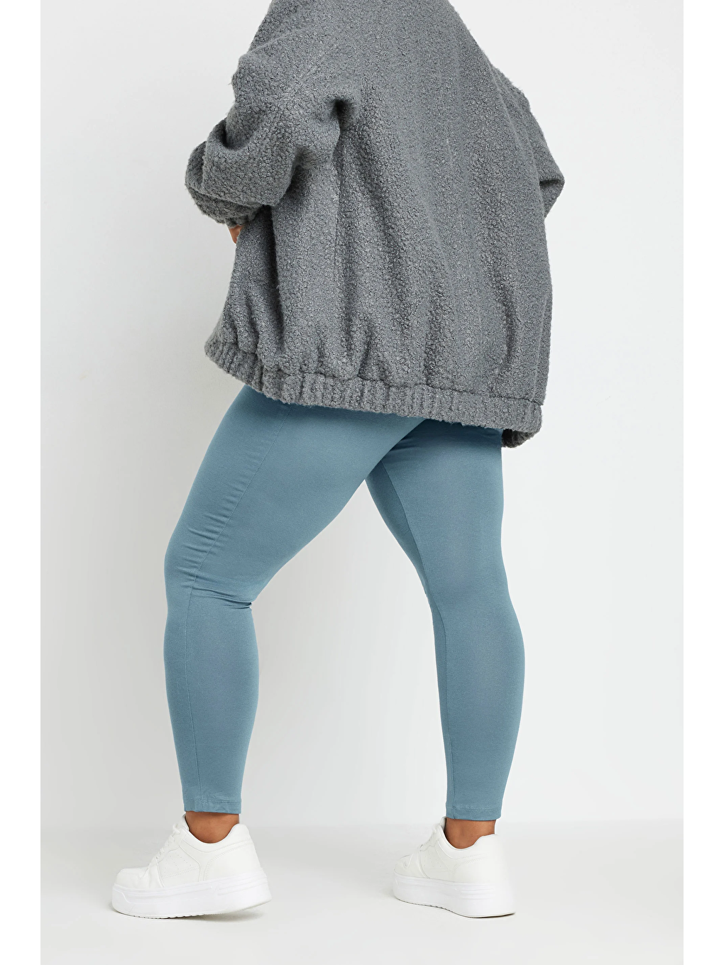 Gri Büyük Beden Vücudu Saran Elastanlı Streç Tayt 143596-3