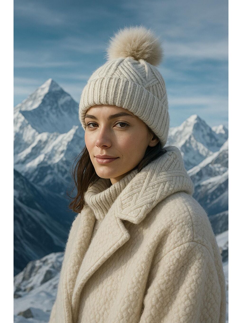 Bej Içi Yünlü Ithal Triko Örgü Bere Bere1140-2