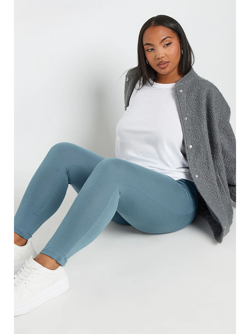 Gri Büyük Beden Vücudu Saran Elastanlı Streç Tayt 143596-4