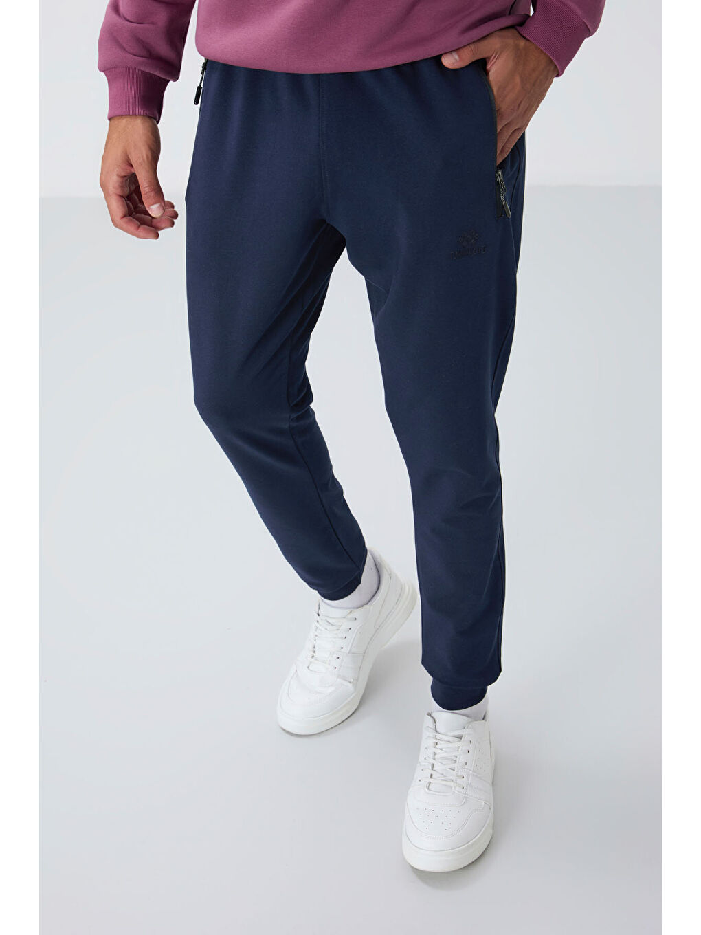 İndigo Fermuar Cepli Standart Kalıp Erkek Jogger Eşofman Altı- 84651-2