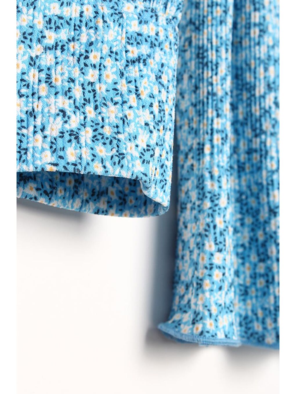 Mavi-Beyaz Desenli Biye Kemerli Rahat Piliseli Tunik-6