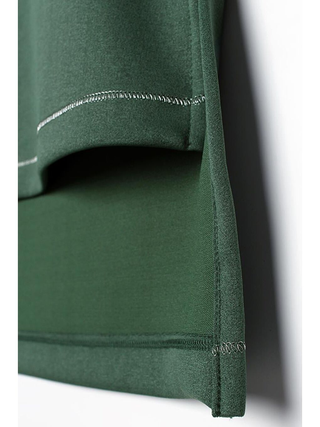 Yeşil Sim Dikişli Çıtçıtlı Oversize Tunik-5