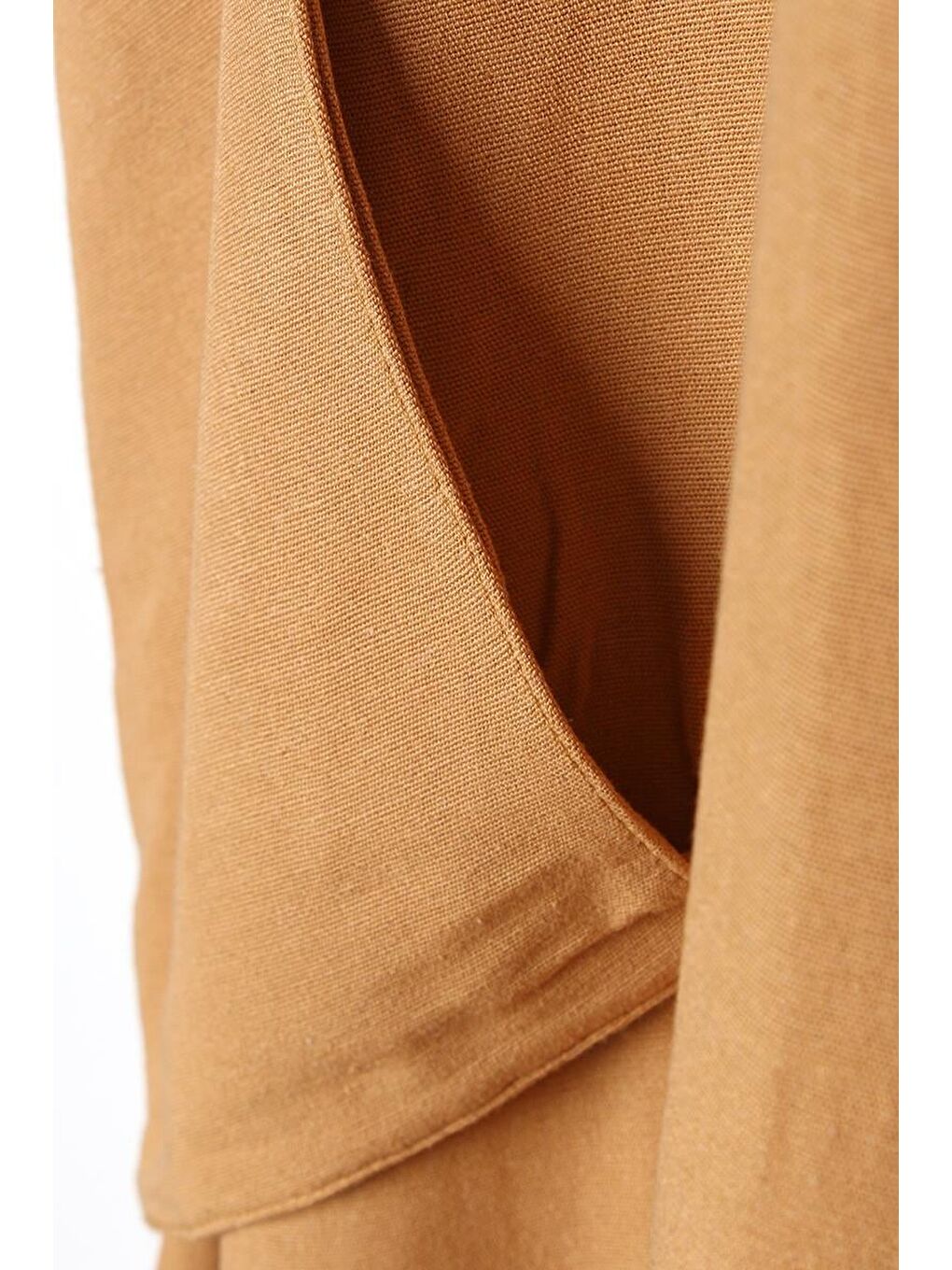 Sarı Hardal Yanları Cepli Salaş Keten Tunik-4