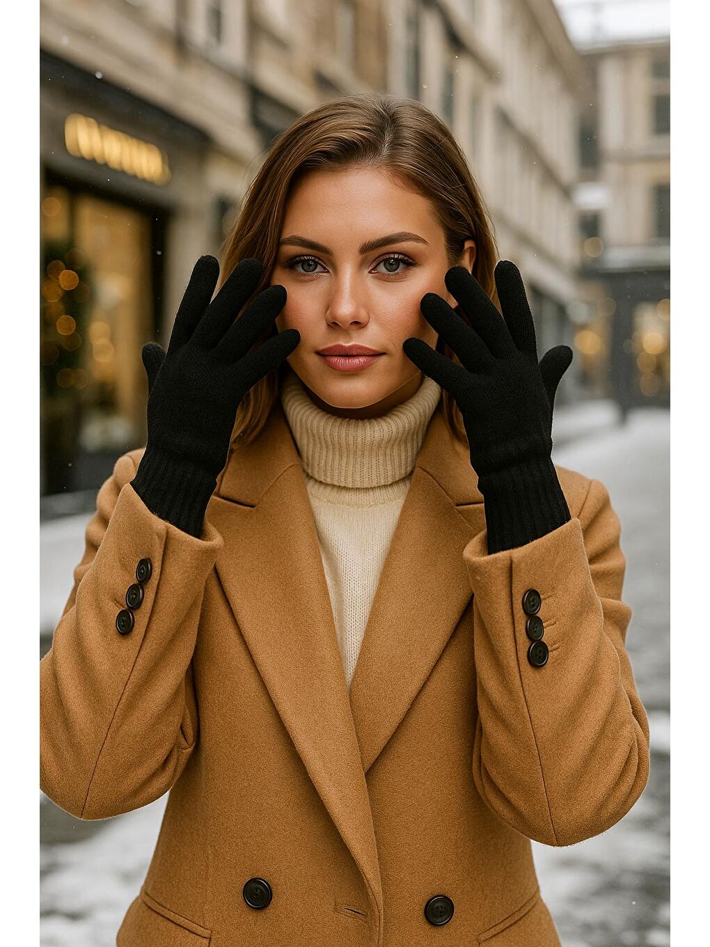 Unisex Siyah Örme Eldiven Eld01