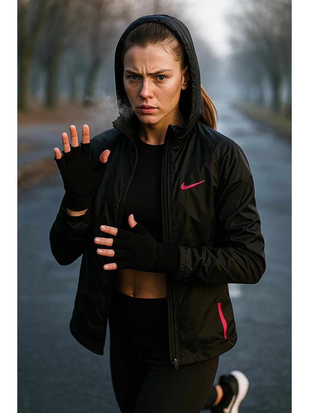 Unisex Kesik Yarım Parmaklı Siyah Eldiven Eld02-2