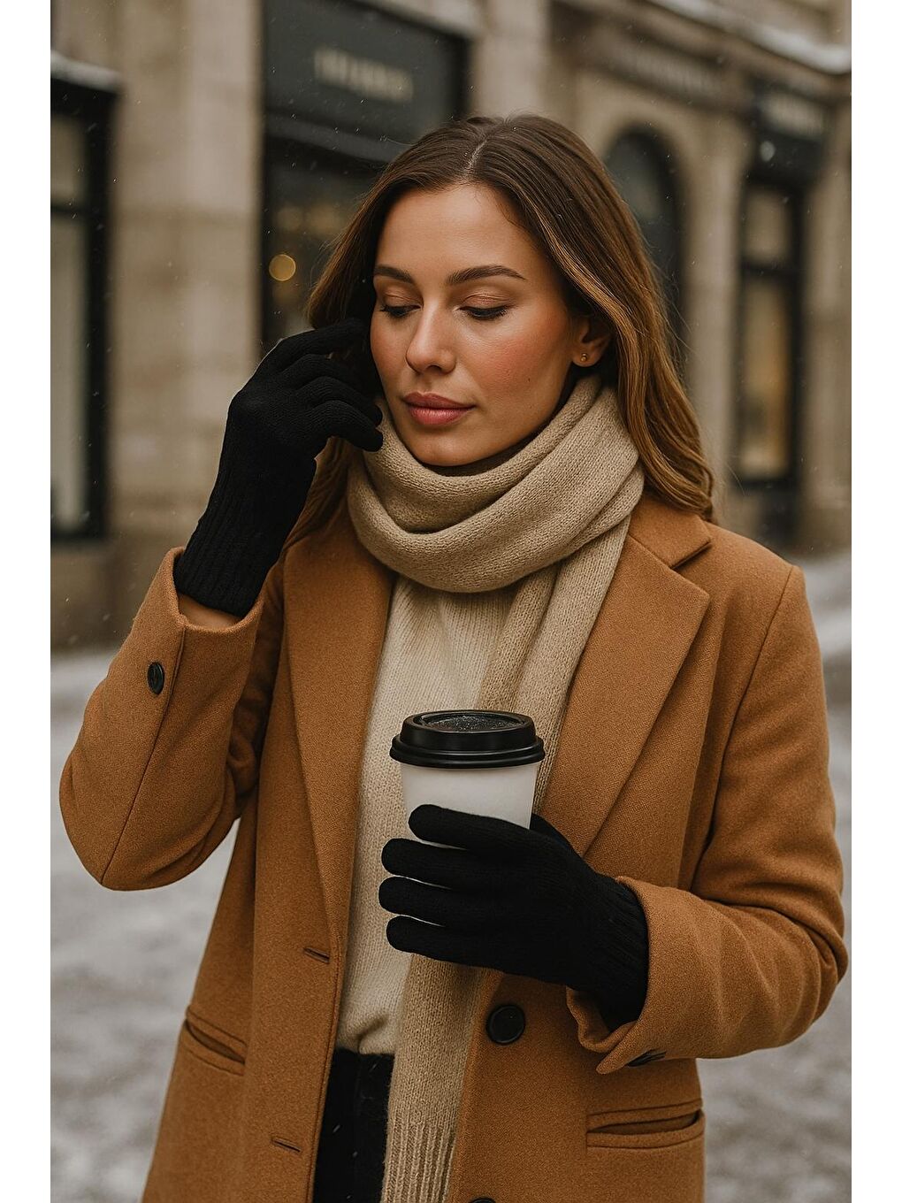 Unisex Siyah Örme Eldiven Eld01-1