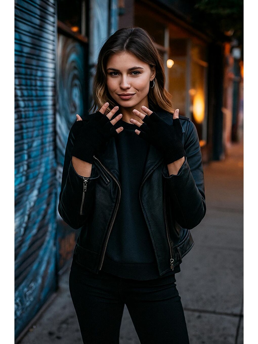 Unisex Kesik Yarım Parmaklı Siyah Eldiven Eld02-3