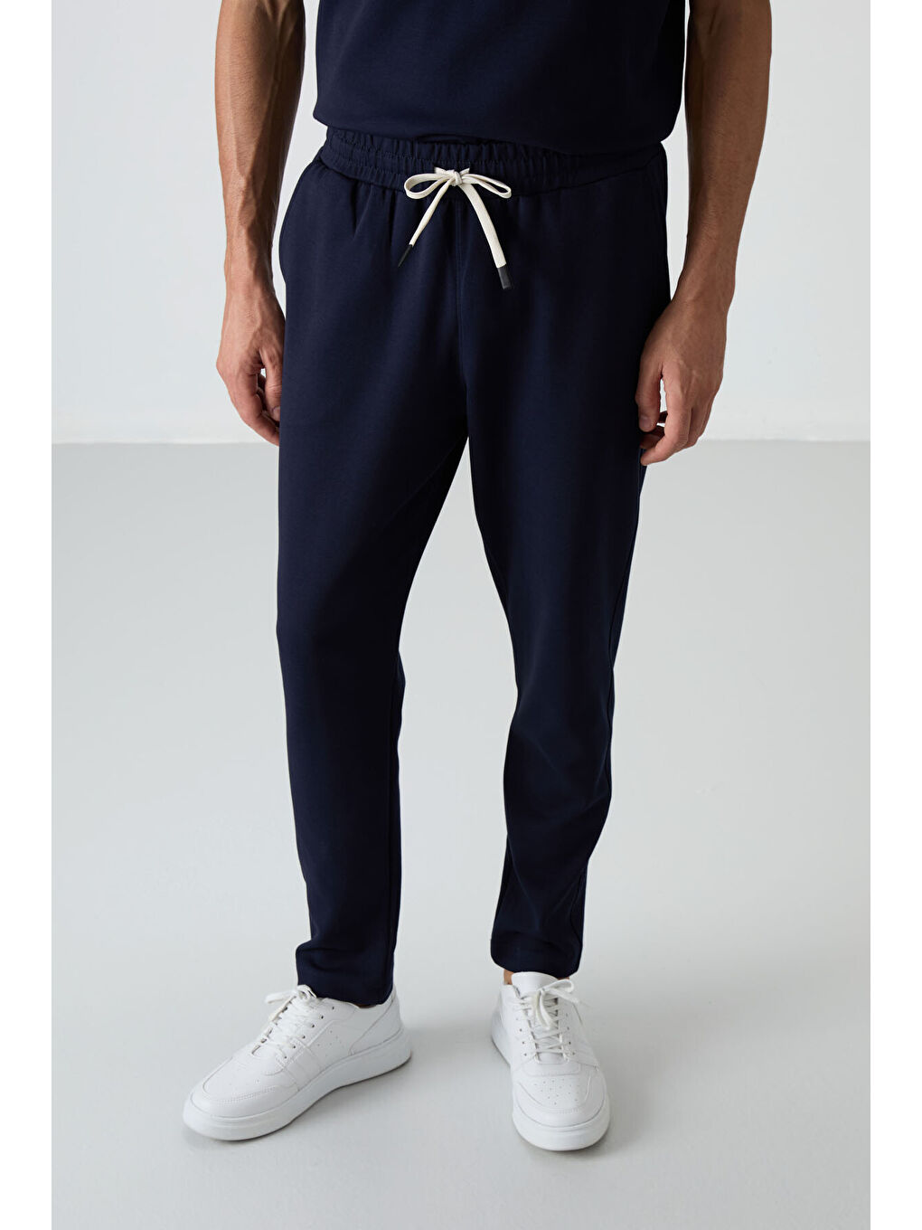 Lacivert Pamuklu Kalın Yumuşak Dokulu  Fit Basic Erkek Eşofman Takım - 85251-3