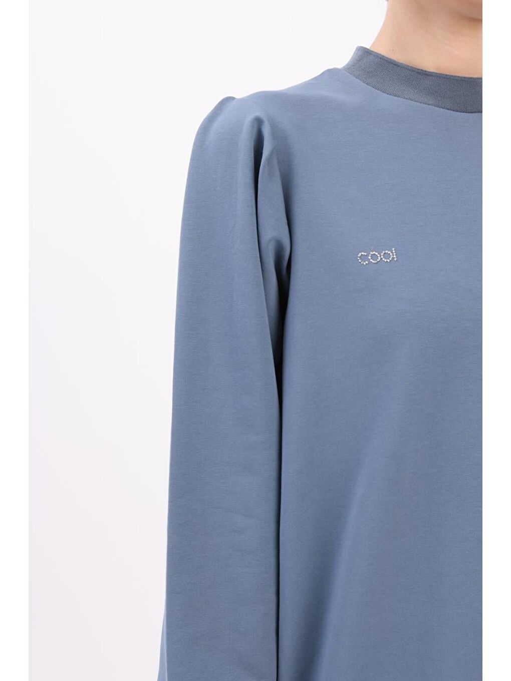 Mavi Omuzları Pileli Yanı Yırtmaçlı Tunik-4