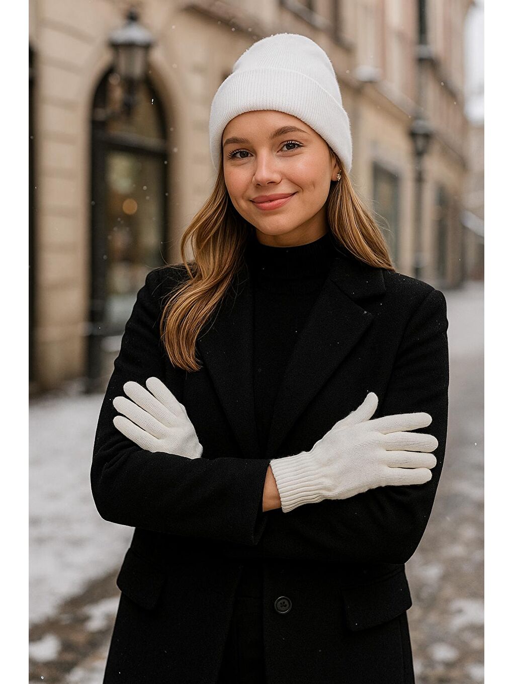 Unisex Ekru Örme Eldiven Eld01