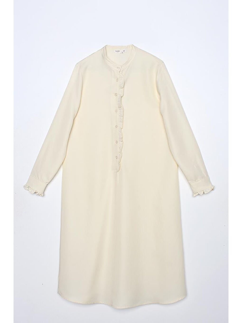 Ekru-Fırfır Detaylı Tunik-4