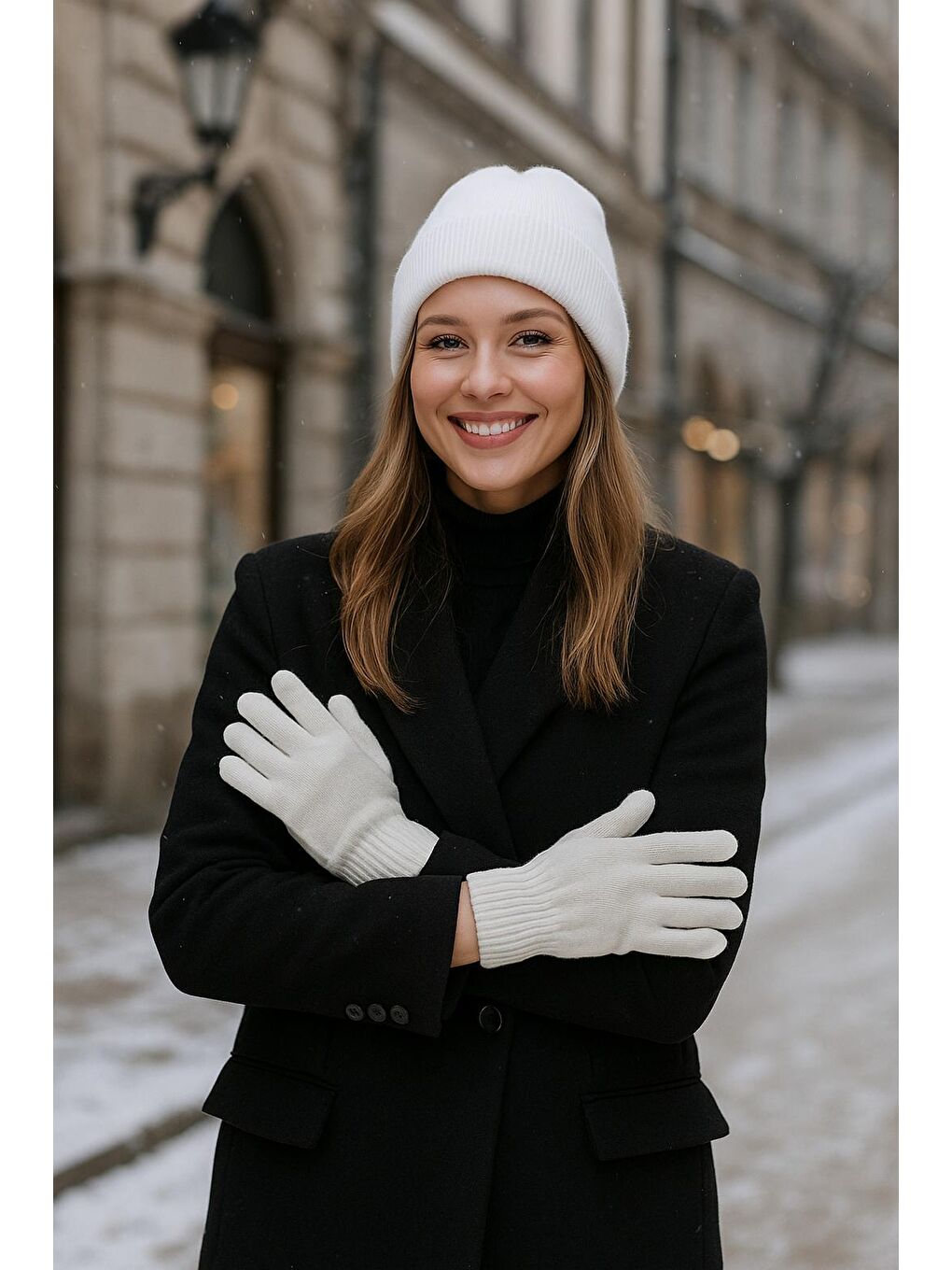 Unisex Ekru Örme Eldiven Eld01-2