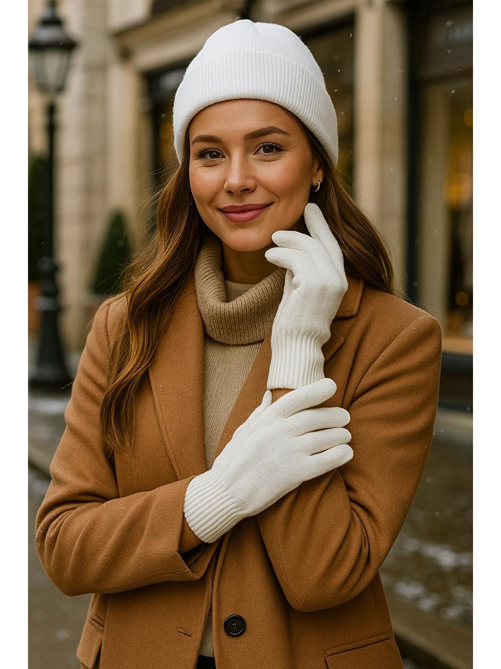 Unisex Ekru Örme Eldiven Eld01-4