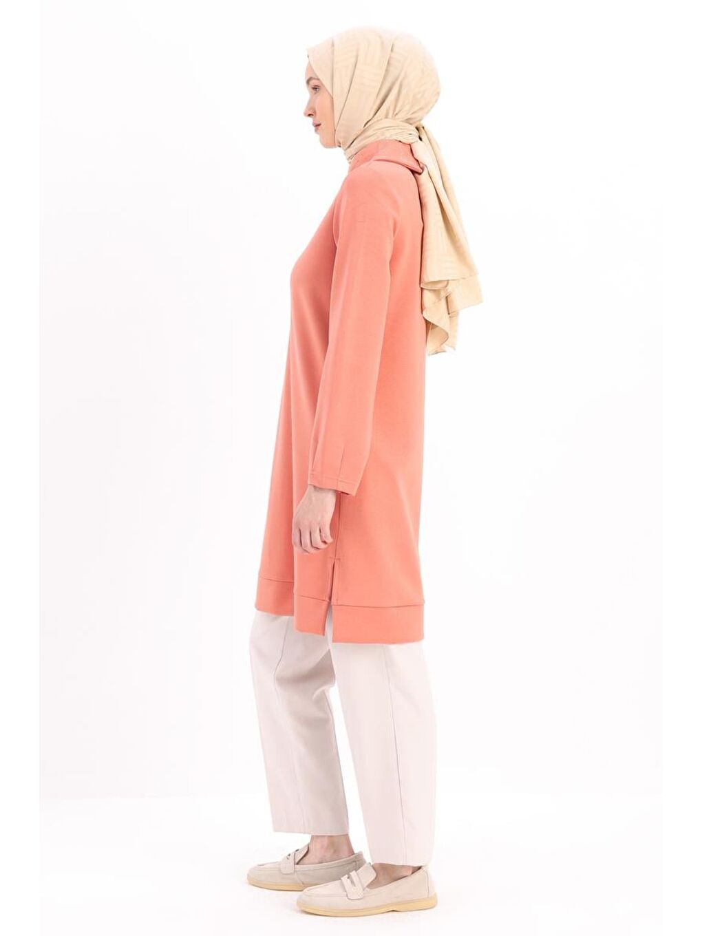 Pembe Somon Yakası Zincir Nakışlı Tunik-2