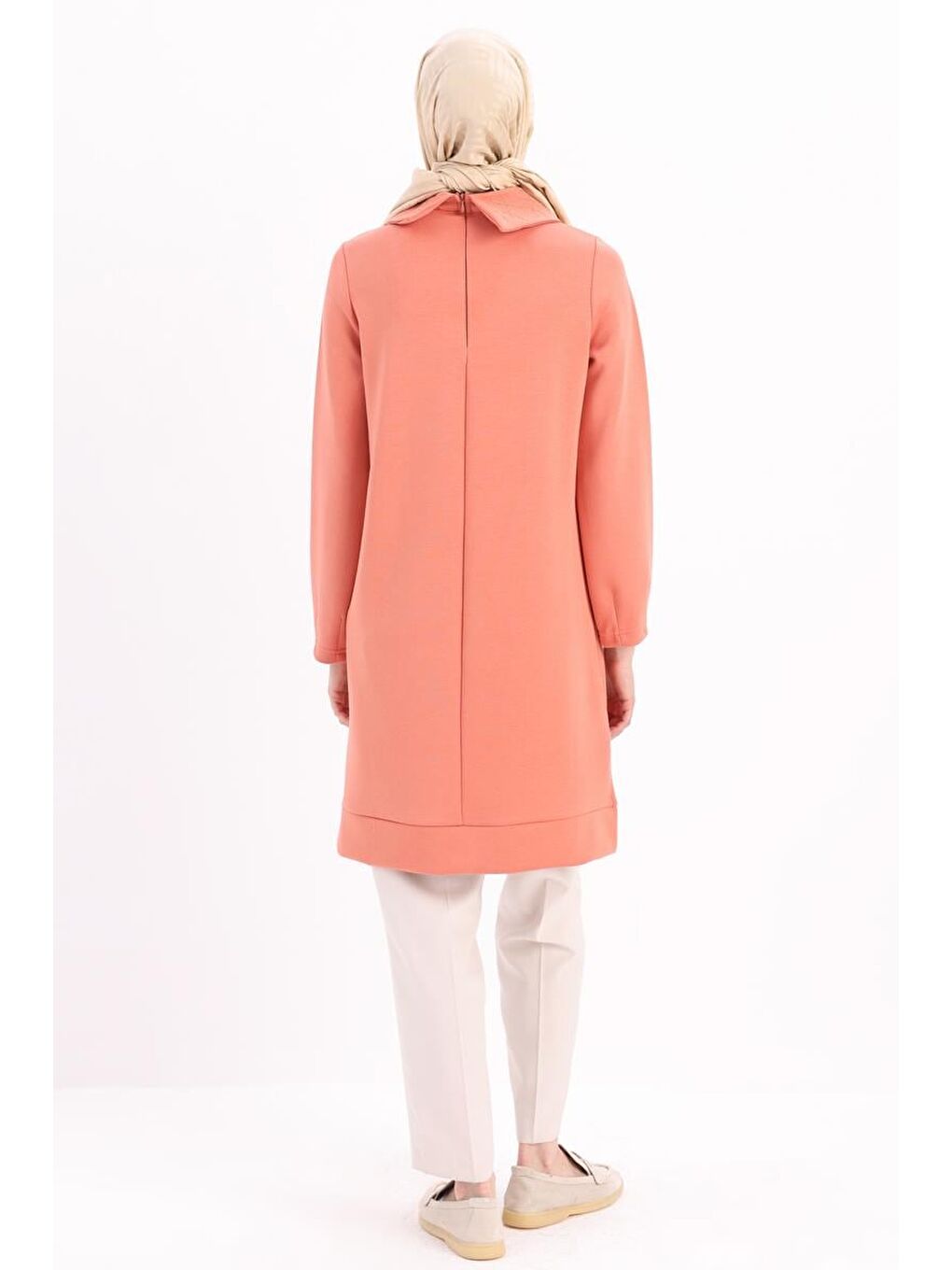 Pembe Somon Yakası Zincir Nakışlı Tunik-3