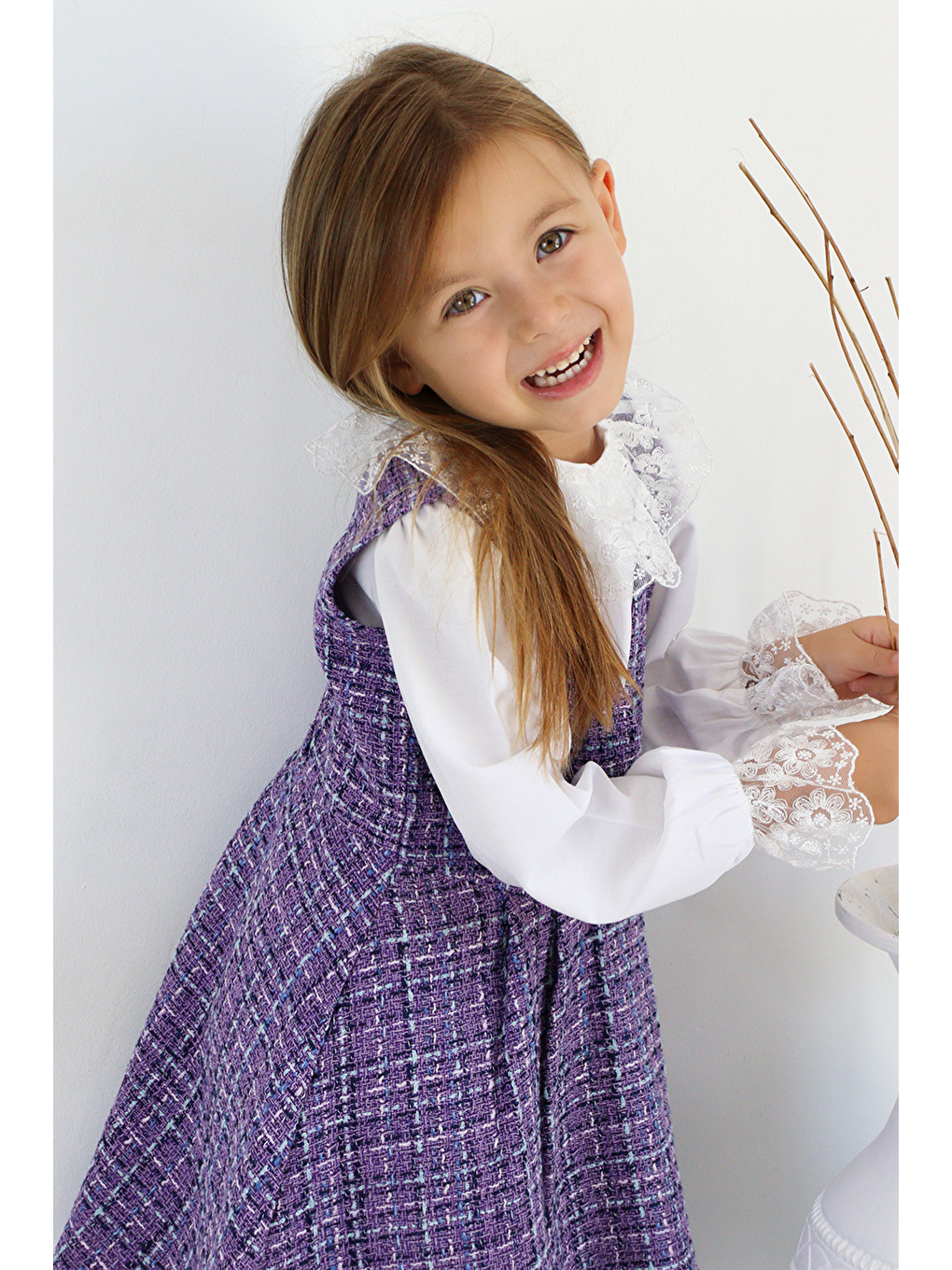 Kız Çocuk Valeria Lila Jile Tüvit Elbise-4