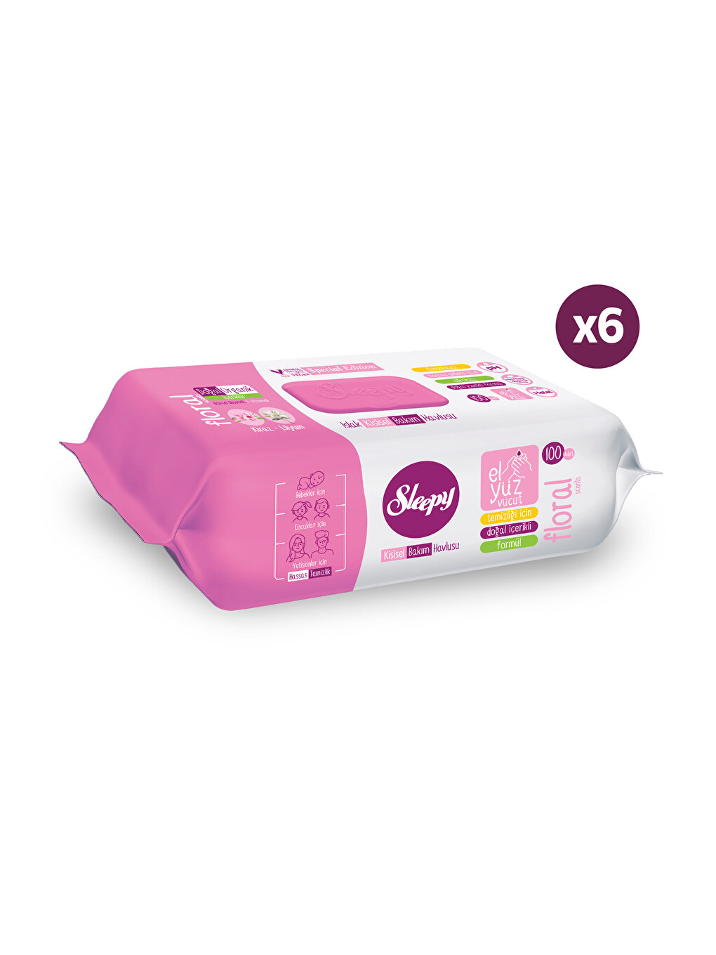 Floral Kişisel Bakım Havlusu 6x100 (600 Yaprak)-1