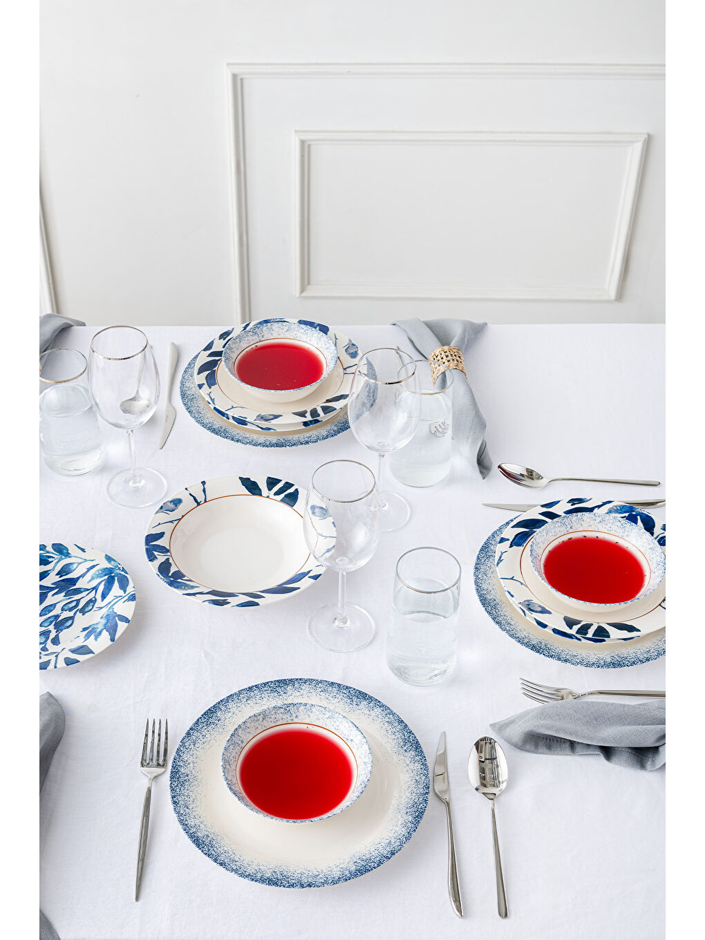 Beyaz Lilabelle 24 Parça 6 Kişilik Yemek Takımı Yuvarlak-1