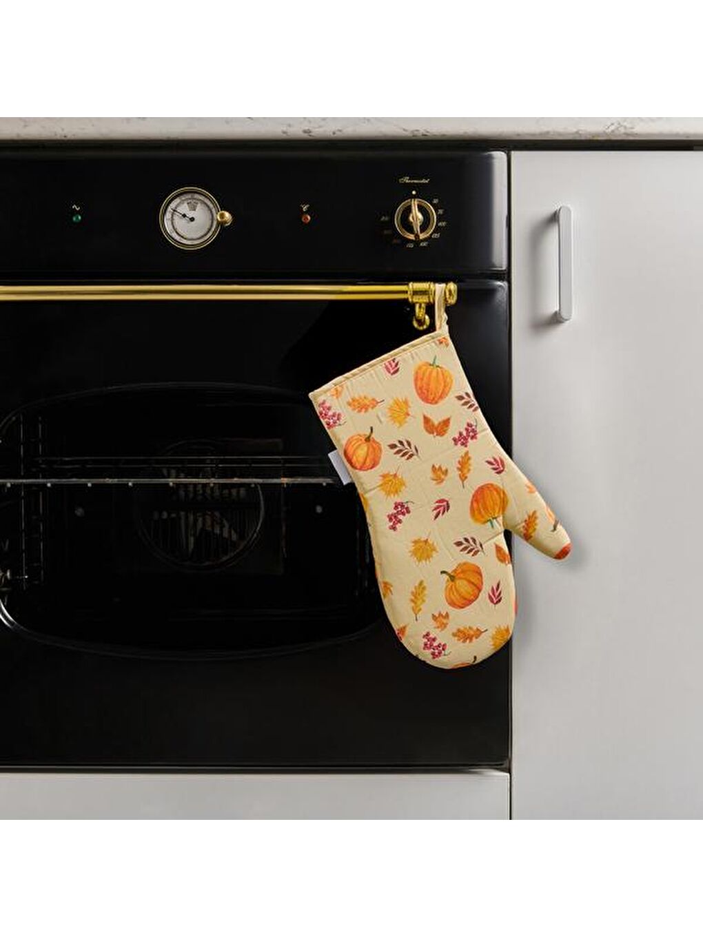Soft Bal Kabağı Desenli Fırın Eldiveni - Turuncu - 26x18 cm