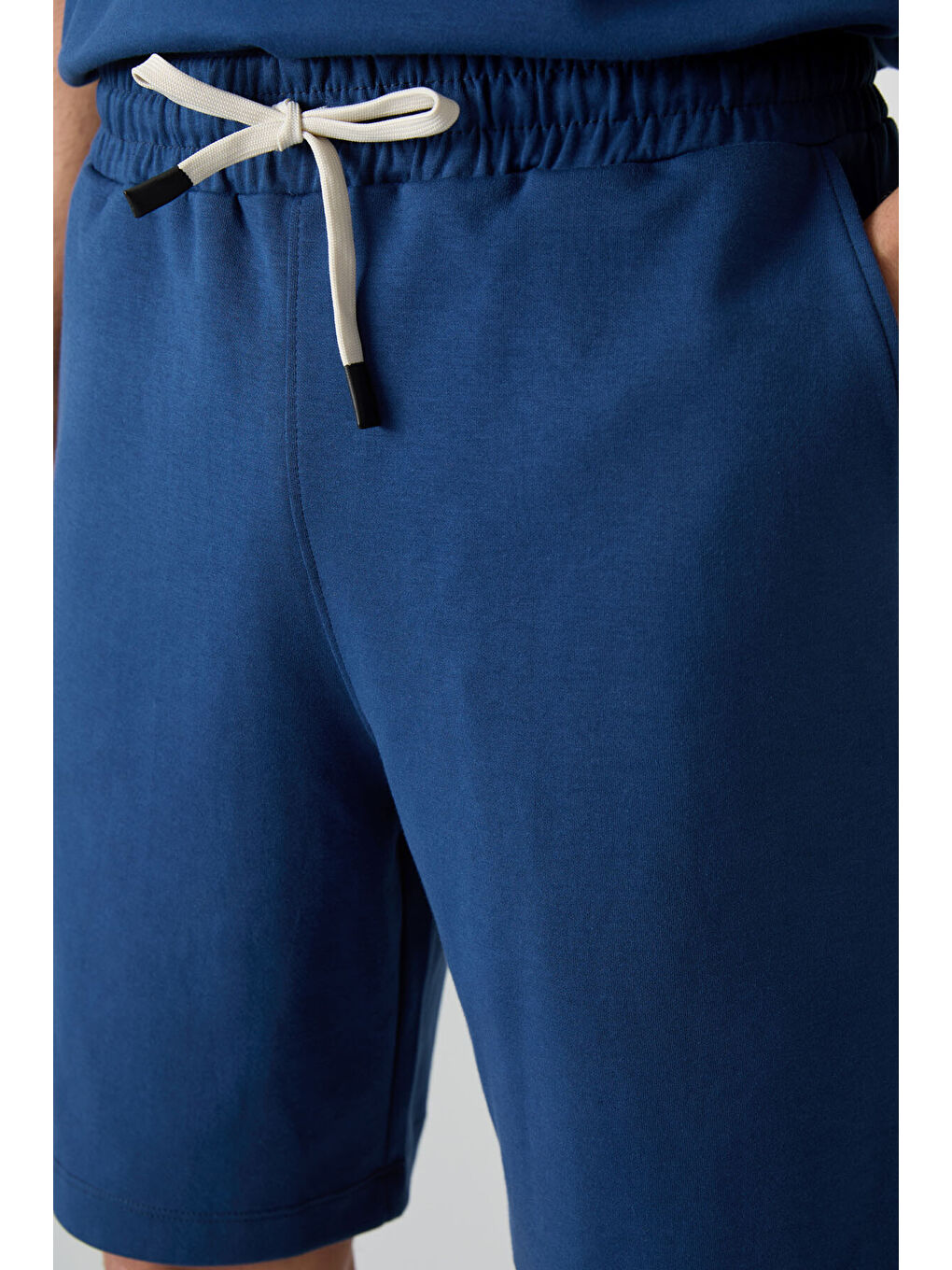 Mavi Pamuklu Kalın Yumuşak Dokulu  Fit Basic Şortlu Takım - 85249-3