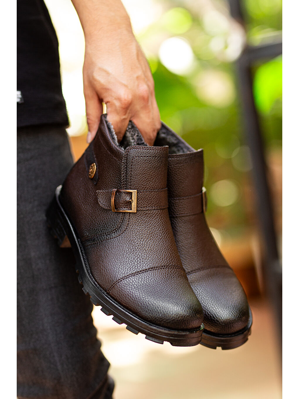 Kahverengi D1324 Soğuk Geçirmez Erkek Bot-5