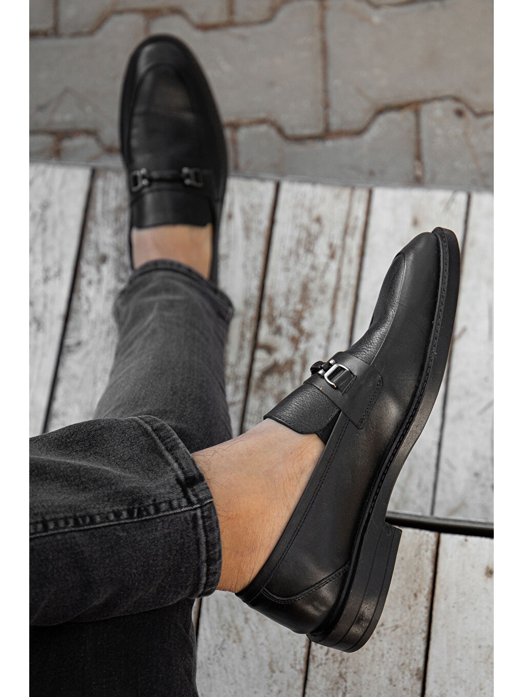 Siyah D0699 Günlük Ortopedik Hakiki Deri Erkek Klasik Ayakkabı-1