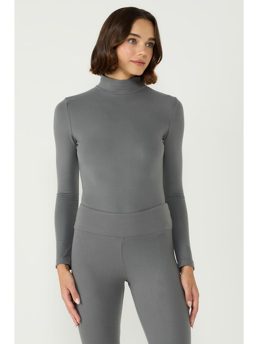 Gri Kadın Yakalı Çıtçıtlı Termal Body 405155 / 409004 Füme-6
