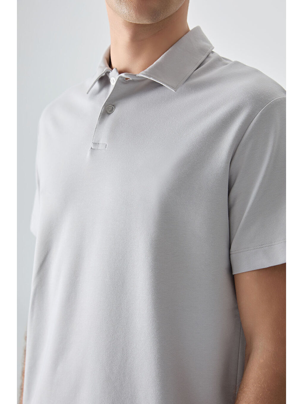 Bej Taş Pamuklu Kalın Yumuşak Dokulu Polo Yaka Oversize Fit Basic Erkek Tişört- 88381-1