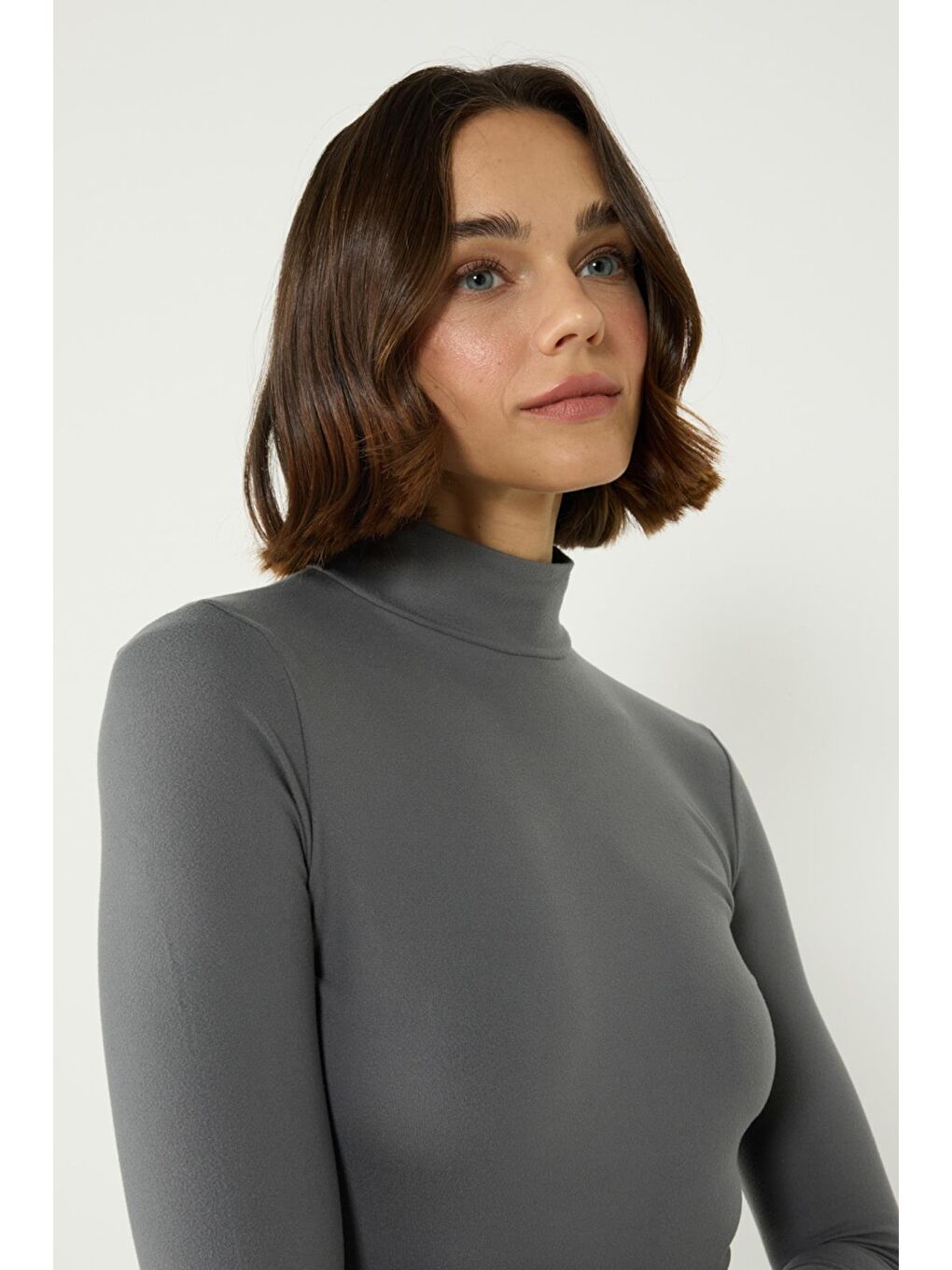 Gri Kadın Yakalı Çıtçıtlı Termal Body 405155 / 409004 Füme-7