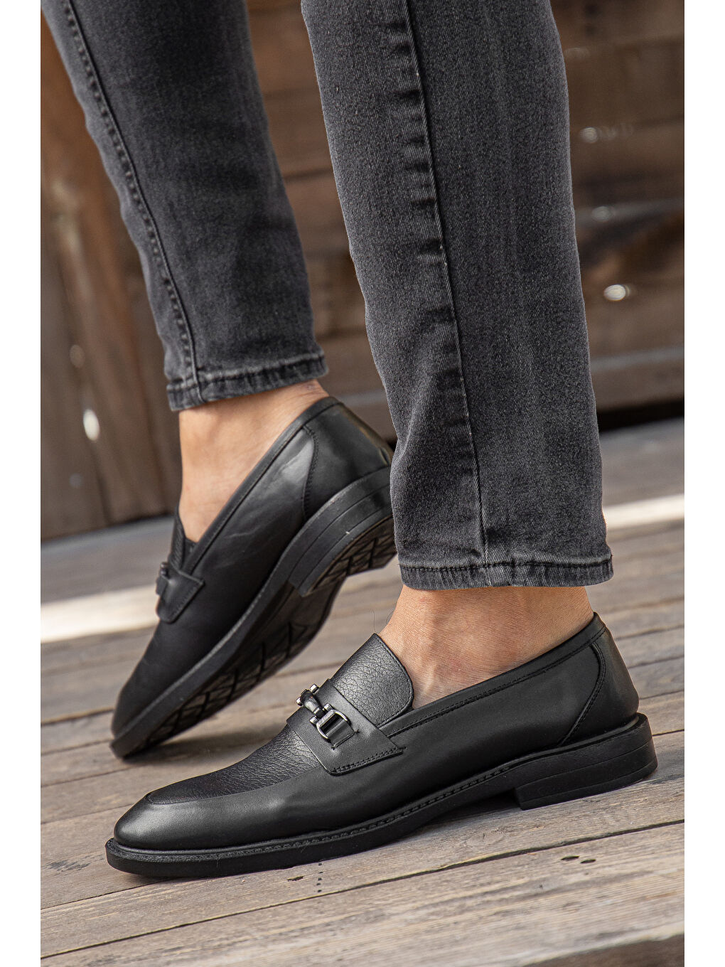 Siyah D0699 Günlük Ortopedik Hakiki Deri Erkek Klasik Ayakkabı-3