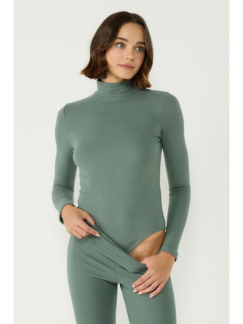 Kadın Yakalı Çıtçıtlı Termal Body 405155 / 409004 Haki-2