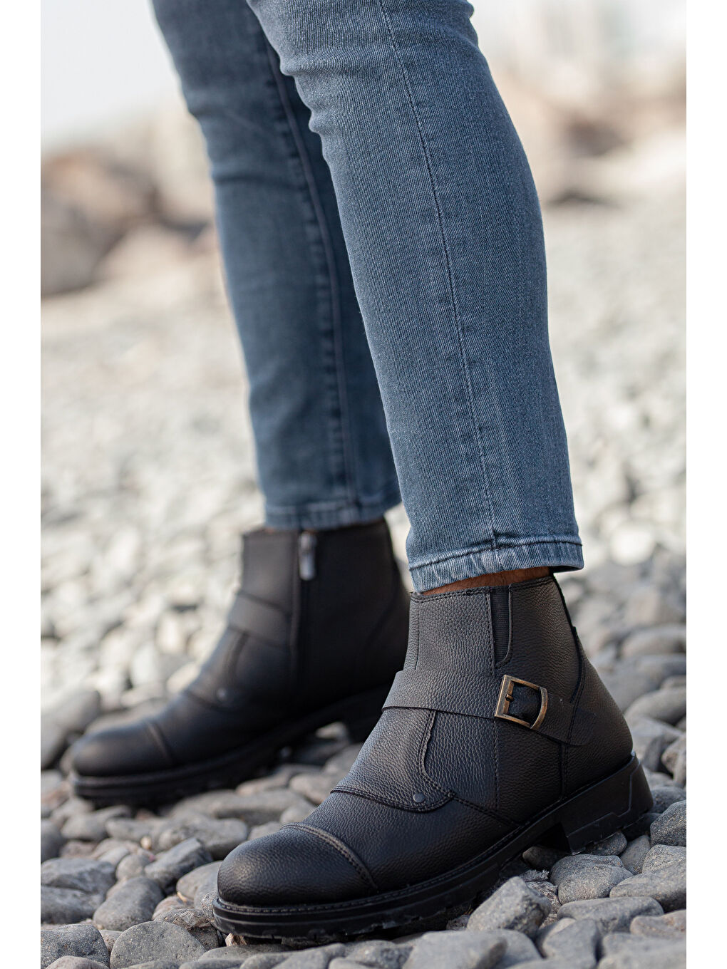 Siyah D804 Günlük Kürklü Su Geçirmez Erkek Bot-3