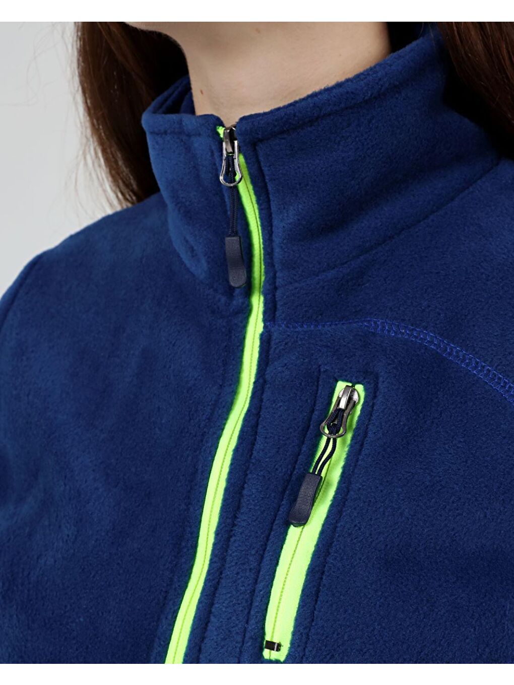 Mavi Kadın Polar Tam Fermuarlı Outdoor 3 Cepli Spor Polar Ceket-1