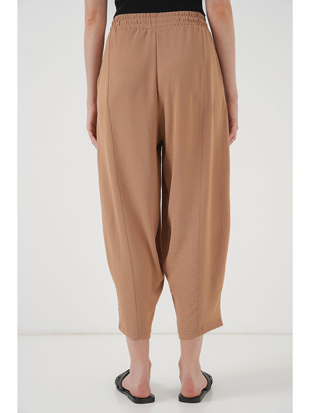 Sarı 6591 Dokuma Şalvar Pantolon - Camel-5