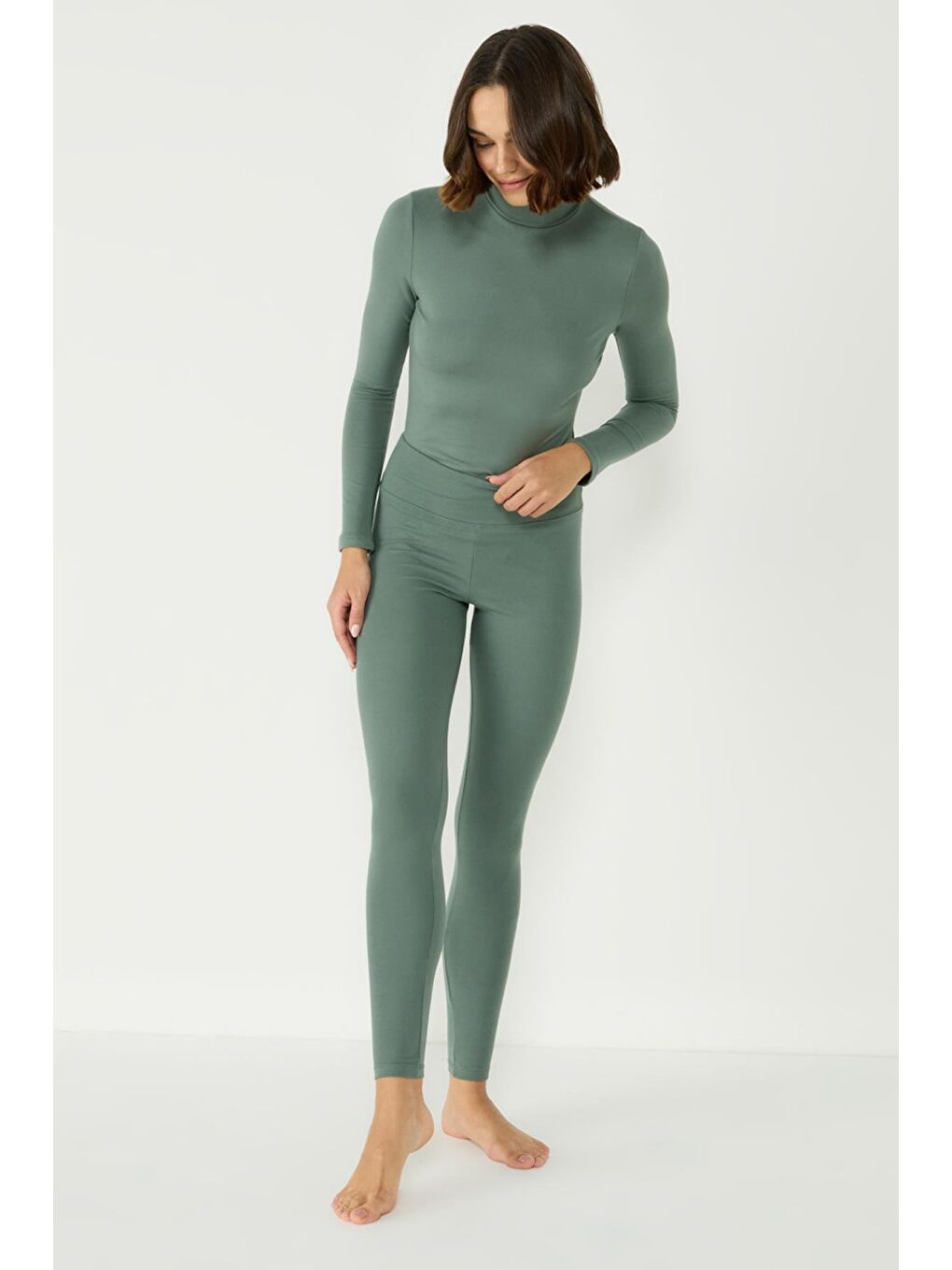 Kadın Yakalı Çıtçıtlı Termal Body 405155 / 409004 Haki-9