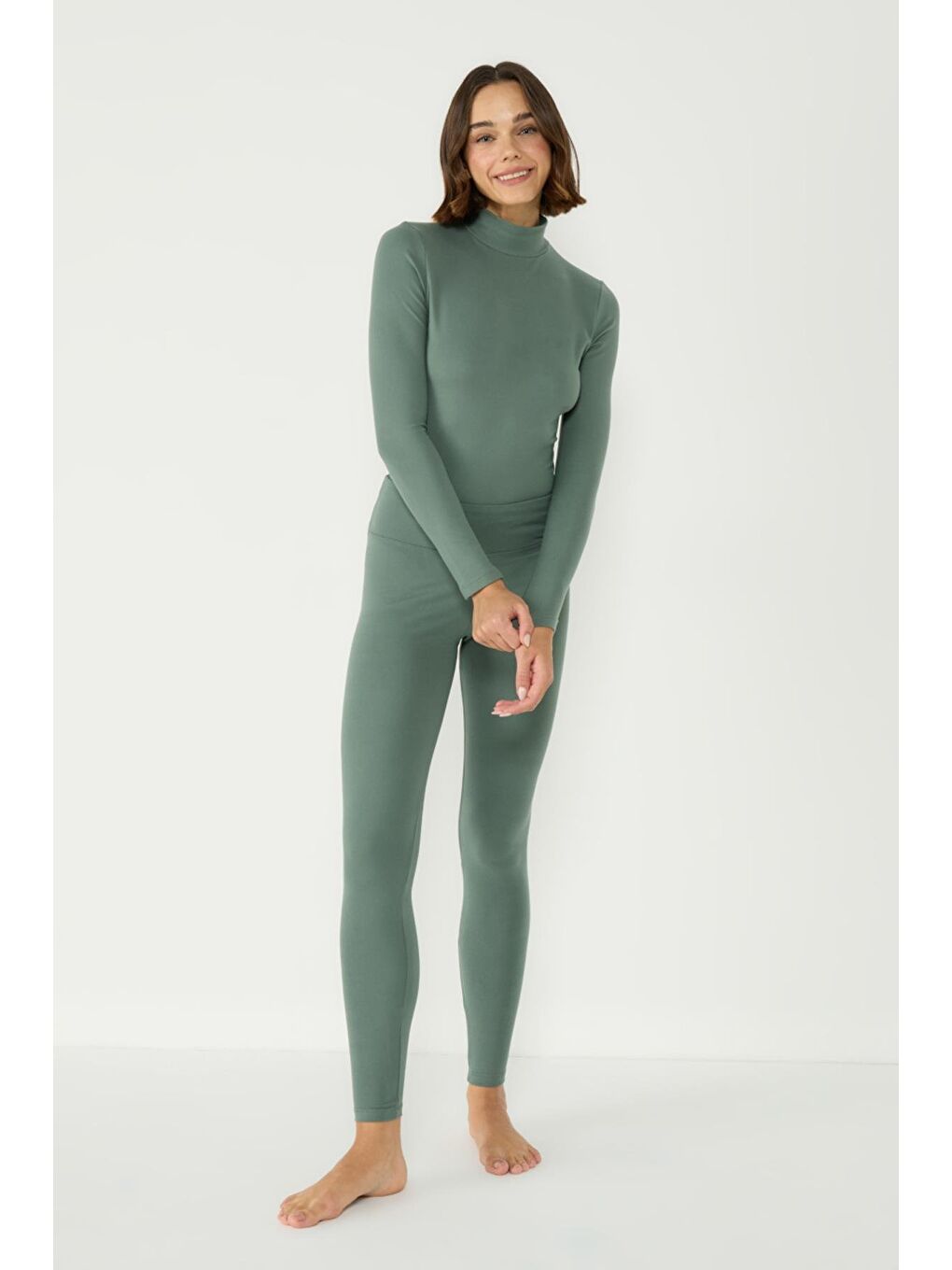 Kadın Yakalı Çıtçıtlı Termal Body 405155 / 409004 Haki-11