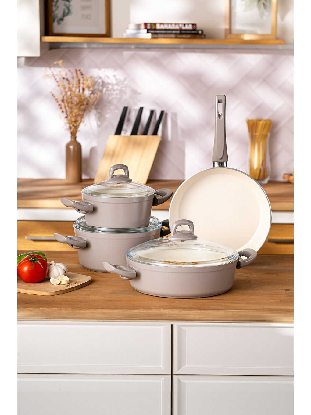 Crystal 7 Parça Tencere Seti Bej-1