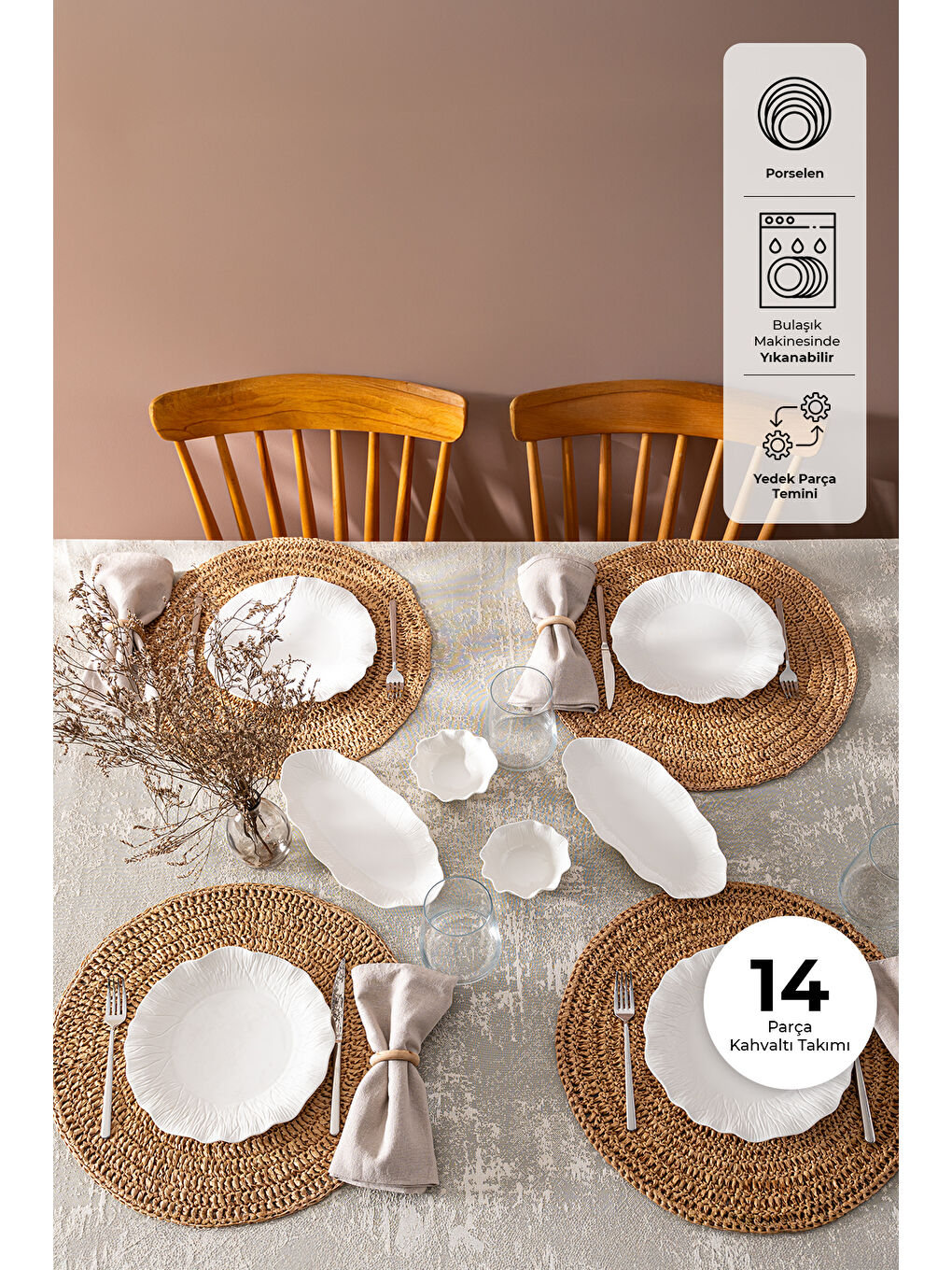 Beyaz Aren 14 Parça 6 Kişilik Kahvaltı Takımı