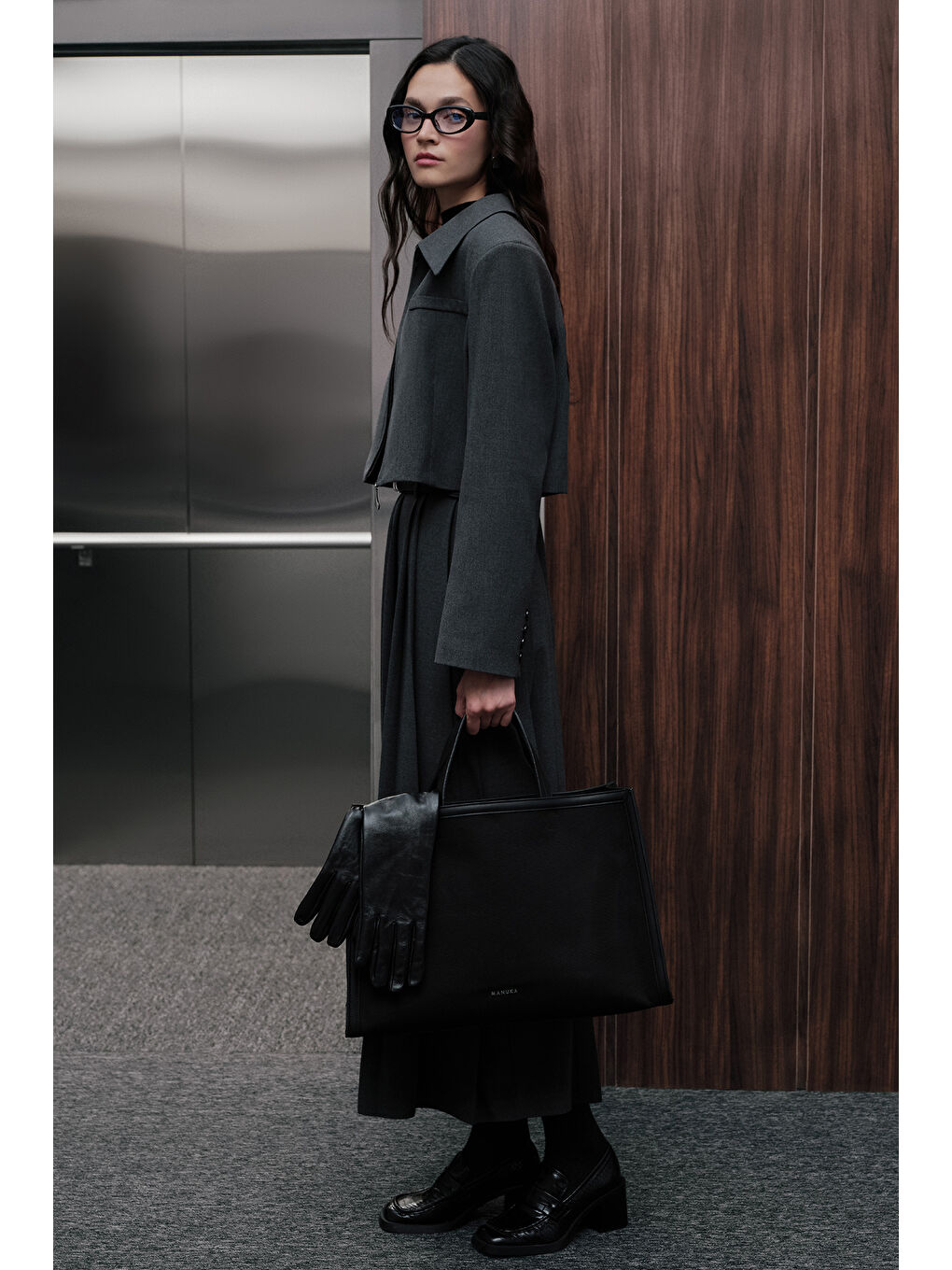 Geniş Pileli Etek Antrasit-2