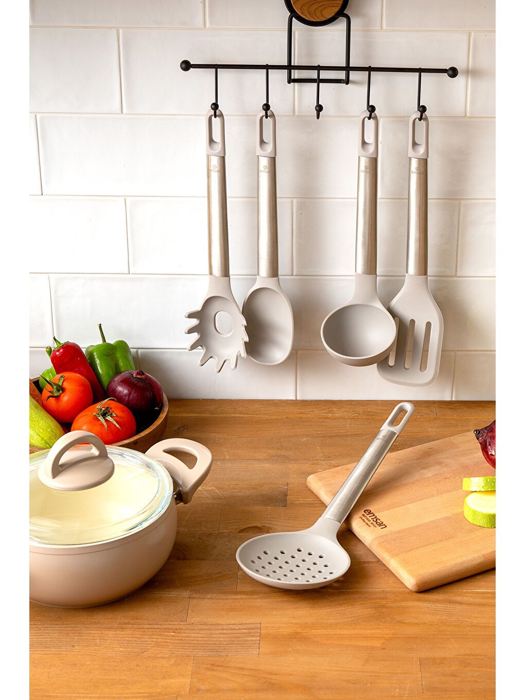 Gri Soft 5 Parça Servis Seti