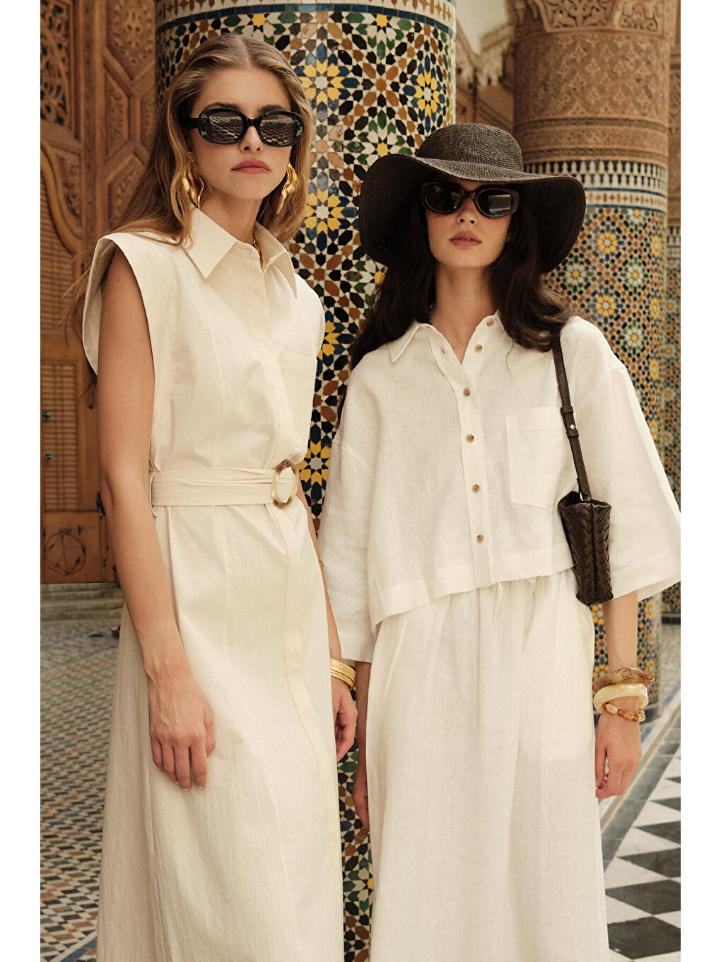 Keten Kısa Kol Crop Gömlek Ekru