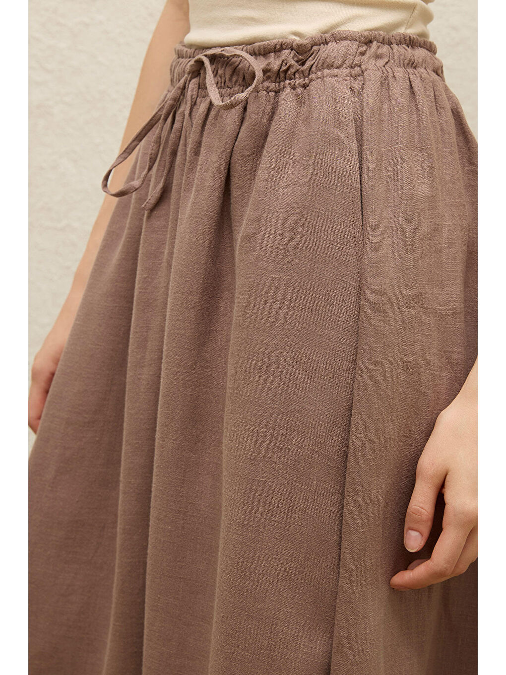 Pembe Bol Kesim Keten Etek Gül Kurusu-5