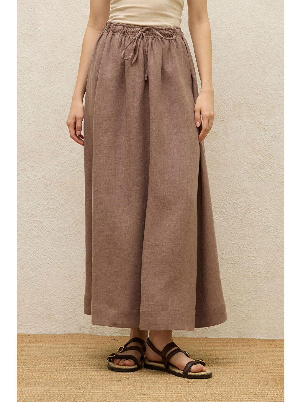 Pembe Bol Kesim Keten Etek Gül Kurusu-6