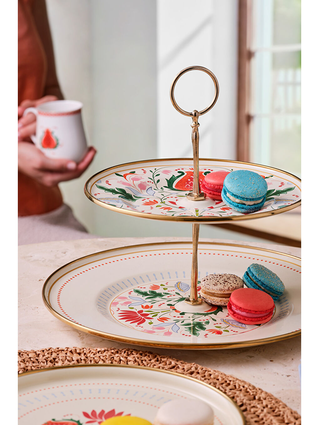 Beyaz Nar Emaye Katlı Kurabiyelik 21X29 cm