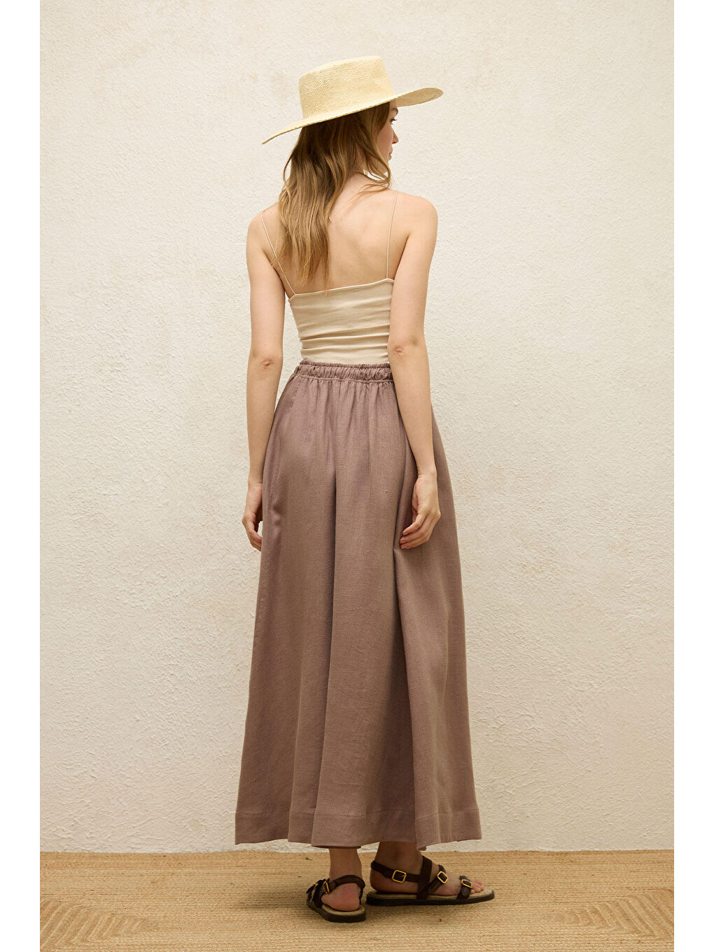 Pembe Bol Kesim Keten Etek Gül Kurusu-7