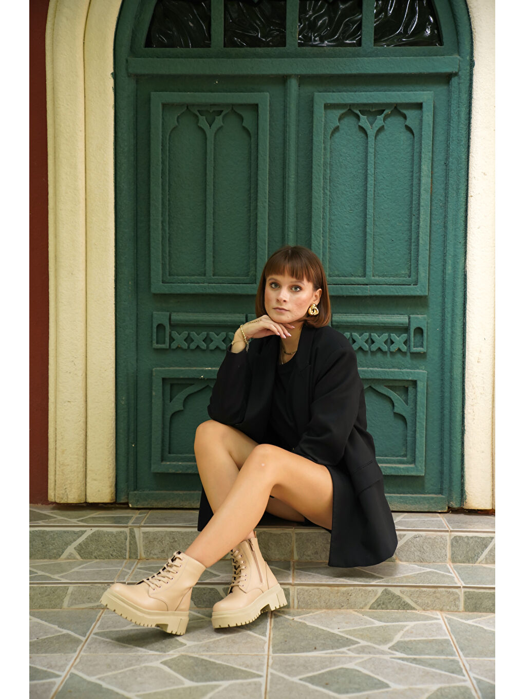 Bej D034 Kadın Soğuk Geçirmez Kışlık Ortopedik Bot-1